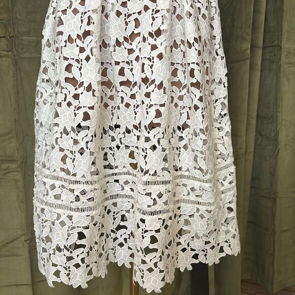 Self-Portrait Elegant White Lace Midi Dress, US2 - Picture 7 of 16